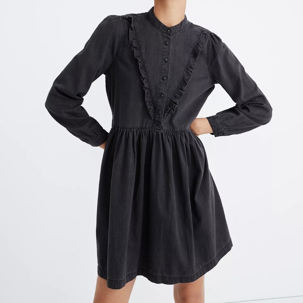 NWT Madewell 100% Cotton Denim Ruffle-Yoke Babydoll Dress  Size XL